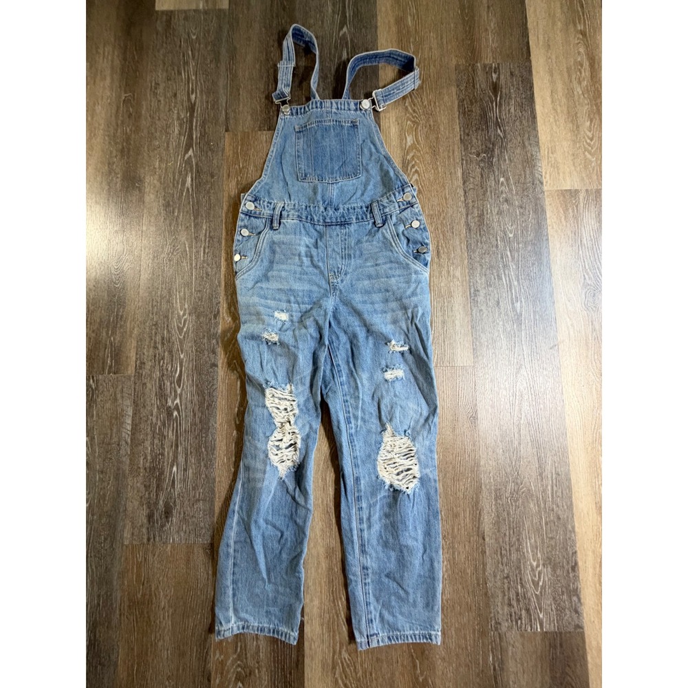 Blank NYC Overalls Womens 26 Blue Distressed Denim Bib Jumpsuit 5652